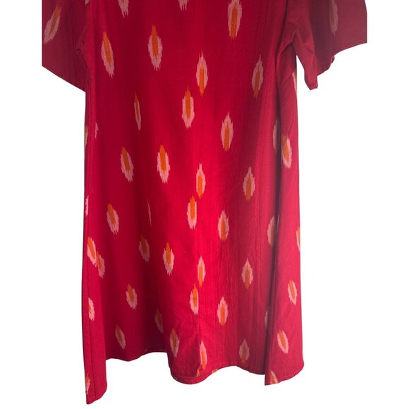 2/$30 Mata Traders Small Cherry Red Ikat A-Line Dress 100% Cotton NWT - Picture 12 of 14